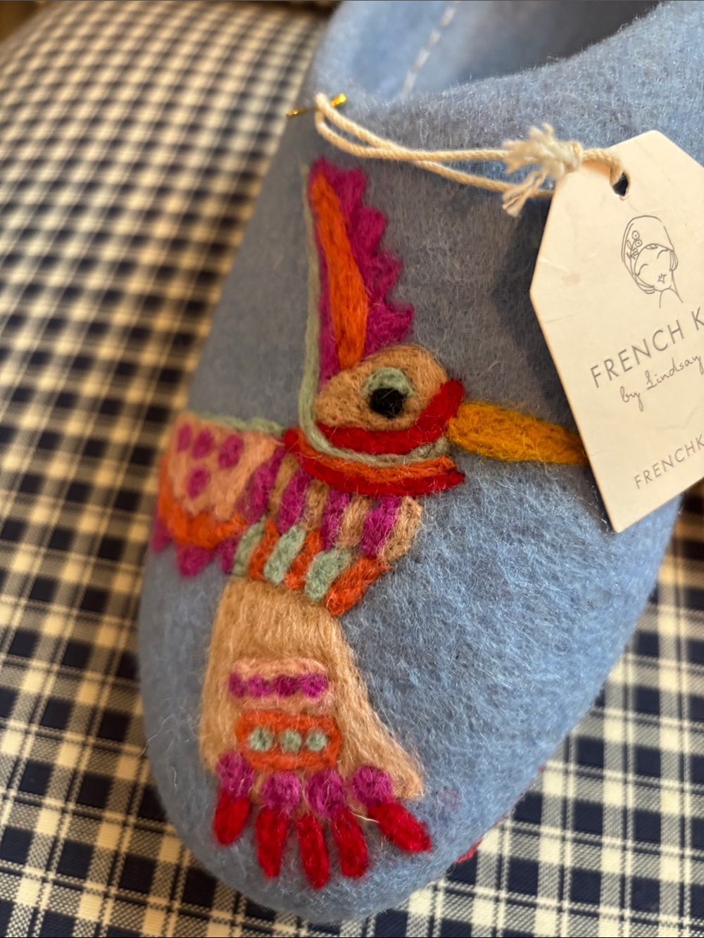 Boiled wool Blue Felt Women's Slip-On Slippers - Picture 3 of 8